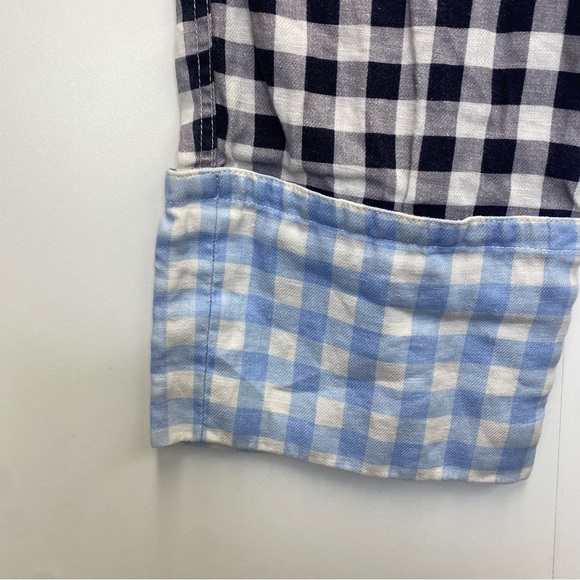 Lee Mathews Gingham Contrast Color Linen Cropped Pants - Picture 5 of 9